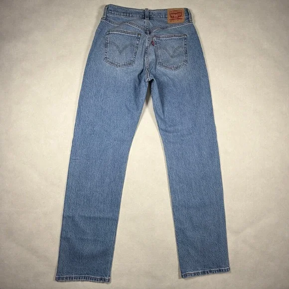 Levis 501 Curve Jeans Womens W28 L32 Medium Wash Blue High Rise Straight Leg - Picture 8 of 11